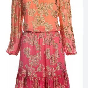 Boston Proper Ombre Off-the-Shoulder Dress - Pink and Gold